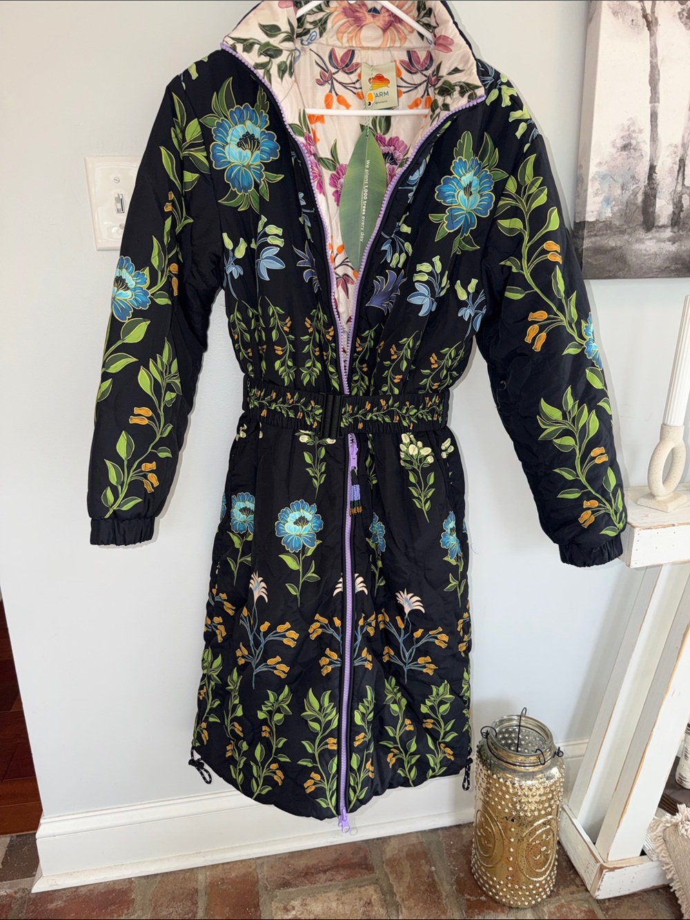 ⭐️NWT Farm Rio Black Winter Garden Reversible Puffer Coat⭐️ - Picture 10 of 14